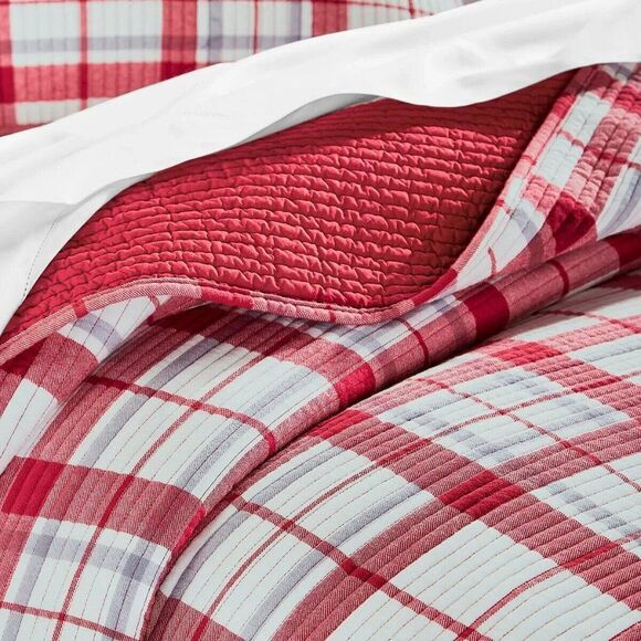 MARTHA STEWART Twin Quilt Windowpane Yarn-Dye Flannel - Picture 2 of 4